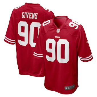 mens nike kevin givens scarlet san francisco 49ers game jers